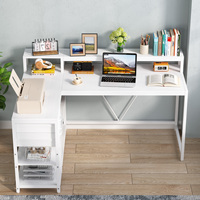 Nouveau meuble de bureau d'ordinateur d'angle en bois de conception moderne de couleur blanche avec rangement