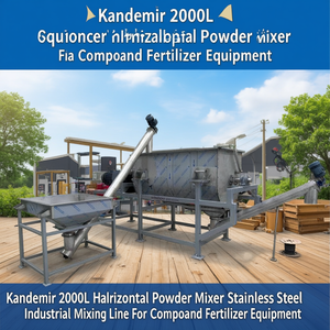 Mélangeur horizontal de poudre Kandemir 2000L en acier inoxydable, ligne de mélange industrielle pour équipement d'engrais composé - Product Image 3