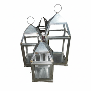Juego de faroles colgantes de hierro de alta calidad de 3 piezas con acabado pulido para decoración del hogar farolillos colgantes de Metal - Product Image 1