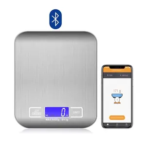 Leaone-báscula de cocina inteligente, balanza electrónica Digital de peso con Bluetooth, 5Kg, 11 libras, con pantalla de datos nutricionales