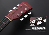 Guitare acoustique classique de 38 pouces débutants corps mince tilleul érable Koa dos/côté plastique disponible mat brillant vente en gros