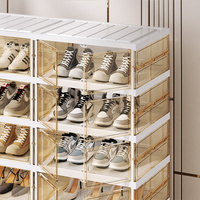 Boîte de rangement de chaussures empilable magnétique en plastique pliable peu encombrante et facile à installer