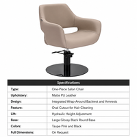 Fauteuil de Salon Enveloppant Monobloc en Cuir Taupe, Chaise de Coiffure Hydraulique, Mobilier de Salon en Gros pour Barbier