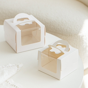 Boîte à pâtisserie portable de différentes tailles, de qualité alimentaire, pliable, pour tiramisu, conteneur jetable pour boulangerie, mini-boîte avec poignée et fenêtre transparente - Product Image 3