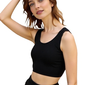 Débardeur d'été sans manches Bodycon Débardeur à bretelles spaghetti Casual Slim Fit Short Length Front Logo Knitted Built-In Cup Halter Neck - Product Image 5
