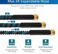 Tuyau d'arrosage extensible magique BSCI 100FT 3X, anti-UV, léger, anti-plis, rétractable, anti-fuite, pour l'arrosage et le lavage de voiture