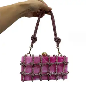 Tas tangan wanita tas tangan desainer kecil tas bahu wanita tas Clutch mewah bening akrilik desain baru