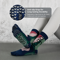 Chaussettes de Pilates antidérapantes à cinq orteils, hauteur genou, design bicolore, respirantes, pour studio de yoga, avec logo personnalisé