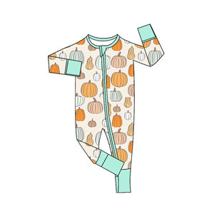 Précommande enfants vêtements pas de quantité minimale de commande à manches longues automne citrouille barboteuse bébé vêtements - Product Image 1