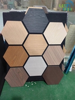 LISTI Hexagone Noyer Isolation phonique Akupanel Panneaux muraux en placage de bois Panneaux acoustiques hexagonaux en bois