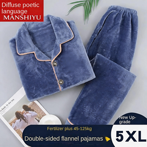 <span class=keywords><strong>Pigiama</strong></span> di flanella <span class=keywords><strong>invernale</strong></span> da <span class=keywords><strong>uomo</strong></span> giovane di mezza età Cora in poliestere/cotone a manica lunga ispessita calda e traspirante in maglia da notte - Product Image 5