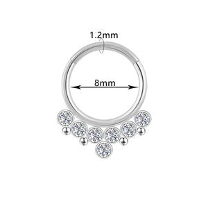 Anillo de Nariz de Acero Inoxidable 316L con Cuentas, Joyería de Piercing, Estilo Ligero y Lujoso, Unisex, con Zirconia - Product Image 3