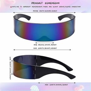 80s Futuristic Cyclops <span class=keywords><strong>Cyber</strong></span> Visor Gafas de sol Hombres Mujeres Estilo punk Cosplay - Product Image 4