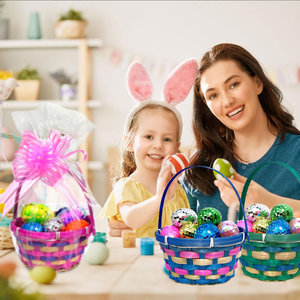Panier <span class=keywords><strong>de</strong></span> rangement en bambou tissé en gros pour Noël et Pâques, petits et grands paniers cadeaux colorés pour les œufs, les <span class=keywords><strong>fruits</strong></span>, les bonbons, les gâteaux - Product Image 6