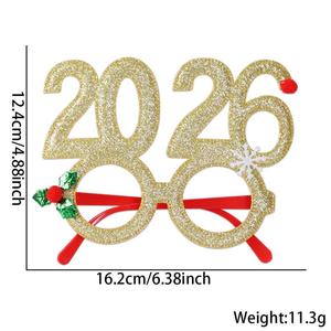 แว่นตาพลาสติกกลิตเตอร์ปีใหม่ 2026 แว่นตาสำหรับงานปาร์ตี้คริสต์มาส กรอบแว่นตาสำหรับของขวัญวันหยุดคริสต์มาส อุปกรณ์ตกแต่ง - Product Image 6