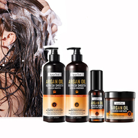 Huile Essentielle Capillaire OEM SADOER Naturelle Anti-Pelliculaire à l'Huile d'Argan du Maroc, Shampoing et Après-Shampoing aux Herbes, Kit de Soins Capillaires