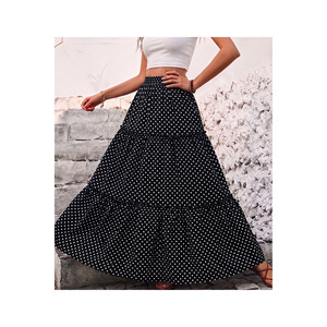Jupe en viscose à volants pour femmes grandes tailles, longueur 100 cm, jupe maxi pour femmes - Product Image 1