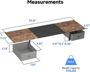 Extra Large Dual Monitor Stand Riser with Two <strong>Drawers</strong> for 2 Monitors with Storage <strong>Desktop</strong> Organizer - Product Image 3