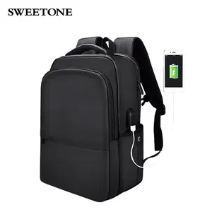 Laptop sırt çantası iş bilgisayar çantaları USB şarj portu su geçirmez Polyester okul Bookbag koleji seyahat sırt çantası