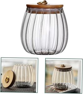 Bocaux de rangement en verre vides, résistants à la chaleur, en borosilicate, compatibles micro-ondes, 630 ml, avec couvercle en bois - Product Image 3