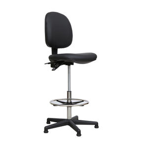 PU siyah suni deri uzun boylu yüksekliği ayarlanabilir döner asansör sandalye Footrest ile çağdaş tasarım - Product Image 6