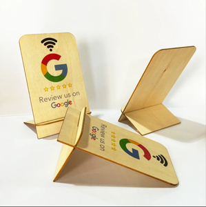 Tap NFC Social Media Código <span class=keywords><strong>QR</strong></span> personalizado Chip NFC sin contacto Google Play Tarjeta de regalo Google Review Tap Wood Display Stand - Product Image 2
