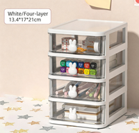 Organisateur de tiroir transparent en forme de lapin de dessin animé JX - Mini boîte de rangement de bureau multifonctionnelle pour papeterie, cosmétiques et petits objets