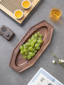 Rắn <span class=keywords><strong>Walnut</strong></span> lưu trữ bằng gỗ khay bát giác cổ điển phục vụ tấm cho các loại hạt và đồ ăn nhẹ bằng gỗ Retro Khay cho phòng trà phòng khách - Product Image 4