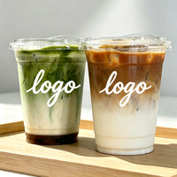Gobelets personnalisés avec logo imprimé, gobelets transparents en PET avec couvercles, gobelets alimentaires à emporter, 500ml/700ml pour les boutiques de bubble tea et de café.