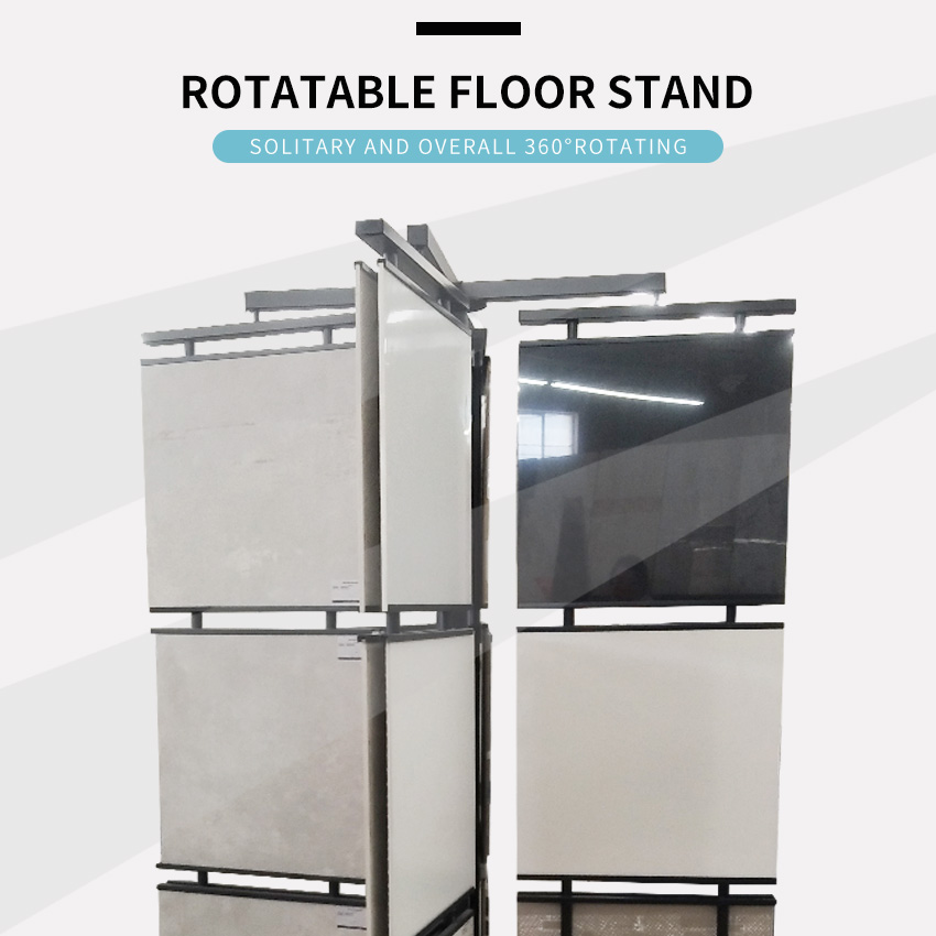 Tsianfan Simple Showroom Rotating Tile Display Racks Marble Stone Sample Shelf Mosaic Ceramic Floor Stand Quartz Displays Rack