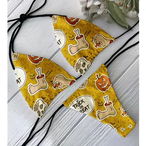 Individueller Teenager-Damen-Dreieck-Bikinik comic-Druck Blumen-String Bademode Bademode Damen sexy