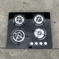 Table de cuisson à gaz encastrable 4 brûleurs, panneau en verre trempé noir, cuisinière à gaz domestique 4 feux pour cuisine