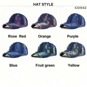 Casquette de baseball non structurée 6 panneaux de haute qualité, style designer, avec logo personnalisé, effet vieilli, inspirée du sport et du hip-hop, 100% coton, avec image - Product Image 3