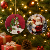Ornement de Noël suspendu en céramique moderne personnalisé, imprimé UV, décoration de sapin de Noël personnalisée, cadeau écologique