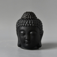 Ensemble de lampes à huile pour brûleur d'encens en céramique personnalisée Bois de santal Matériau en bois parfumé Bouchon de cire de Bouddha blanc noir emballé en boîte aromatique