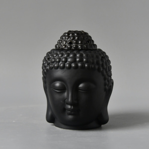 Ensemble de lampes à huile pour brûleur d'encens en céramique personnalisée Bois de santal Matériau en bois parfumé Bouchon de cire de Bouddha blanc noir emballé en boîte aromatique - Product Image 4