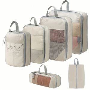 Ensemble de 5 sacs de rangement de voyage extensibles, cubes de compression pour valises, organisateurs de vêtements - Product Image 3