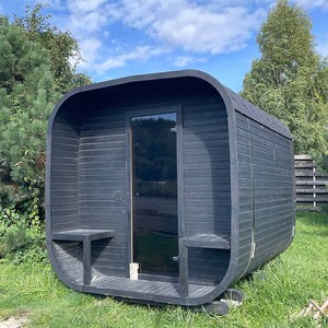 Sauna Exterior Cuadrada de Madera de Pino Blanco Sólido para 4 Personas, con Calentador Eléctrico de 6KW, Color Personalizado Tradicional - Product Image 1