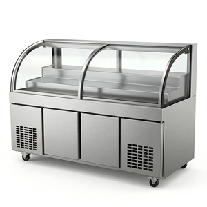 Vente flash - Réfrigérateur de <span class=keywords><strong>comptoir</strong></span> pour la présentation des aliments, en acier inoxydable avec couvercle en verre, pour restaurant, buffet - Product Image 3