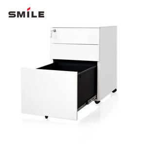 CHNSMILE armadietto a 3 cassetti con piedistallo in metallo, chiudibile a chiave con maniglie nascoste, bianco, per riporre l'ufficio e la scrivania a casa - Product Image 4