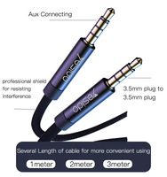 Câble audio tressé en nylon Yesido YAU14&15&16 de 1, 2 ou 3 mètres avec connecteurs jack 3,5 mm pour haut-parleur et prise auxiliaire 3,5 mm