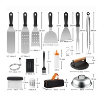 Ensemble d'outils de barbecue Teppanyaki avec logo personnalisé, en acier inoxydable et PP, manches longs et courts, portable, robuste, pour l'extérieur, OEM ODM, marque privée