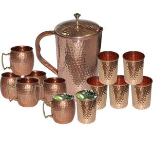 Juego de jarra de cobre puro tradicional con estilo Vintage decorativo para el hogar elegante y la configuración de la mesa de fiesta suministro al por mayor de La India - Product Image 2