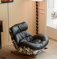 Chaise longue moderne en acier et cuir, canapé inclinable pour la maison, le salon, le balcon, la chambre à coucher, avec rembourrage en coton réglable