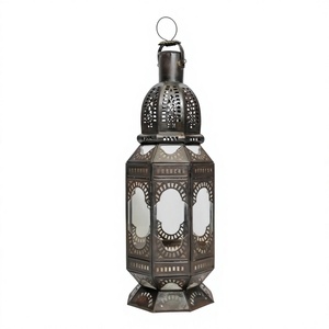 Hexagon Metal Moroccan <b>Lantern</b> With Cutout Design <b>For</b> Home Decoration European Vintage Style <b>Lanterns</b> & <b>Candle</b> Holder <b>For</b> Sale - Product Image 1