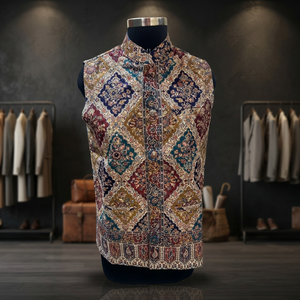 Occasion Ready Men's Jacquard Poly <b>Wool</b> <b>Waistcoat</b> Designed with Regular Fit V Neck Styling for Sophisticated Wedding Dressing - Product Image 5