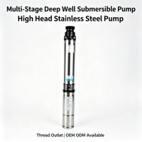 Pompe submersible multi-étages haute pression en acier inoxydable pour drainage des eaux usées, puits profond, électrique 1,5 CV OEM ODM