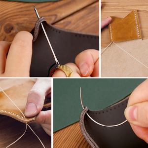 Agujas de tapicería M034, juego de costura de <span class=keywords><strong>hilo</strong></span> encerado, <span class=keywords><strong>dedal</strong></span> de cuero, herramientas de costura para reparación de costuras - Product Image 6