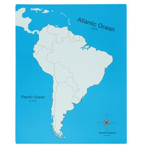 GE035 मोंटेसरी बच्चों लकड़ी के शैक्षिक बच्चों खिलौना दक्षिण अमेरिका नियंत्रण मानचित्र - Product Image 2