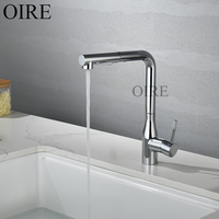 Robinet de cuisine en alliage de zinc chromé certifié CE, avec douchette extractible rotative à 360 degrés, mélangeur eau chaude/froide, céramique, pour hôtel